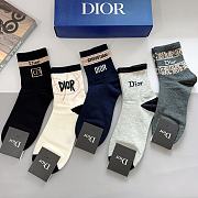 Okify Dior set 5 lettered men's mid-calf socks - 2