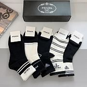 Okify Prada set 5 high-end mid-tube pure cotton socks - 2