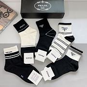 Okify Prada set 5 high-end mid-tube pure cotton socks - 3