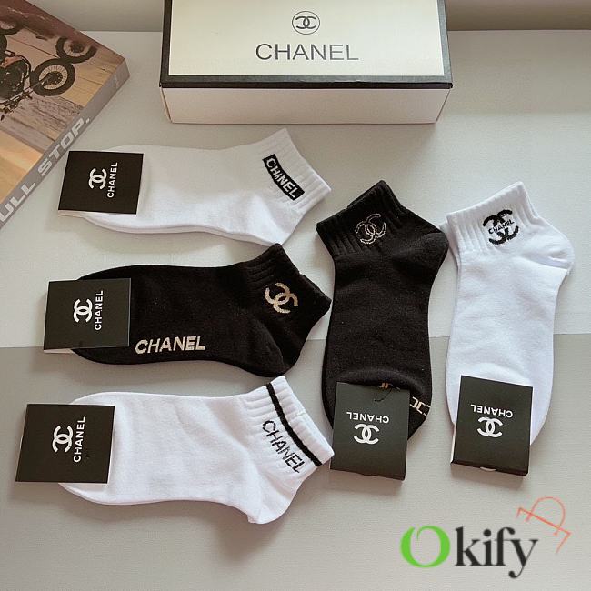 Okify Chanel set 5 classic short socks - 1