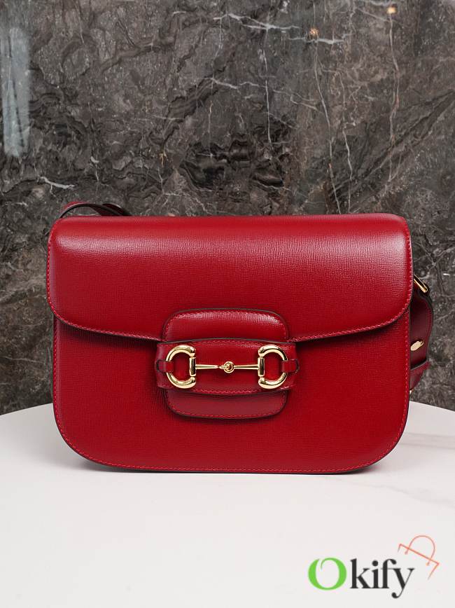 Okify Gucci Horsebit 1955 small red shoulder bag 25*18*8cm  - 1