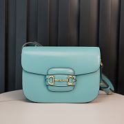 Okify Gucci Horsebit 1955 small light blue shoulder bag 25*18*8cm  - 1