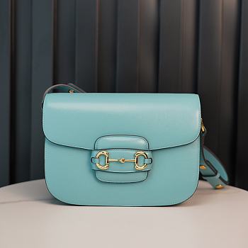 Okify Gucci Horsebit 1955 small light blue shoulder bag 25*18*8cm 