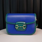 Okify Gucci Horsebit 1955 small green blue shoulder bag 25*18*8cm  - 1