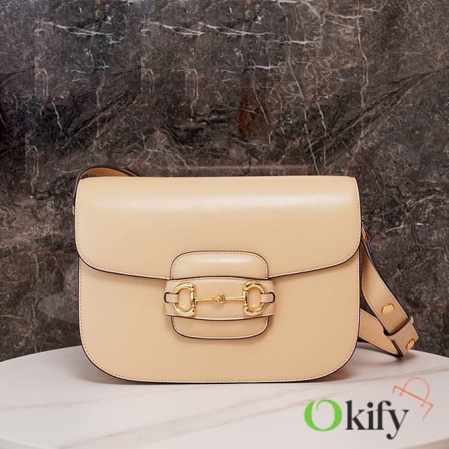 Okify Gucci Horsebit 1955 small beige shoulder bag 25*18*8cm  - 1