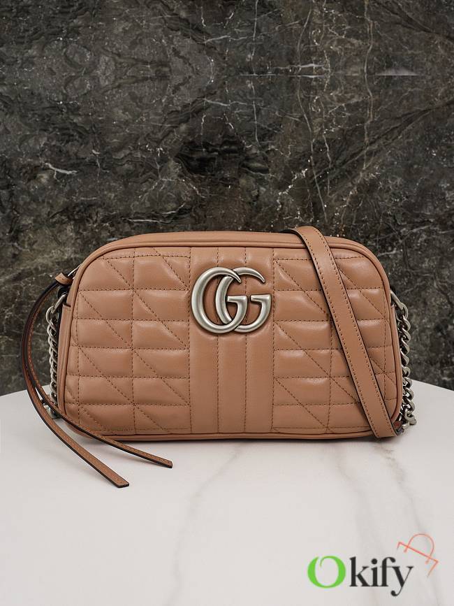 Okify Gucci Marmont small shoulder bag-rose beige silver hardware 24*13*7cm - 1