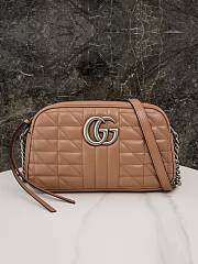 Okify Gucci Marmont small shoulder bag-rose beige silver hardware 24*13*7cm - 1