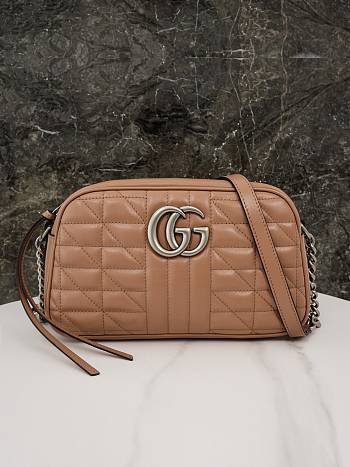 Okify Gucci Marmont small shoulder bag-rose beige silver hardware 24*13*7cm