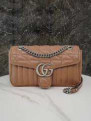 Okify Gucci Marmont small shoulder bag-rose beige silver hardware 26*15*7cm - 1