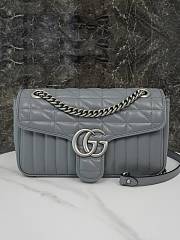 Okify Gucci Marmont small grey shoulder bag- silver hardware 24*13*7cm - 1