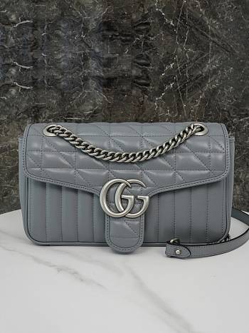 Okify Gucci Marmont small grey shoulder bag- silver hardware 24*13*7cm