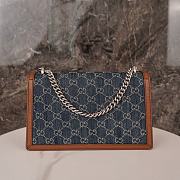 Okify Gucci Blue Tea Cuir New Denim Dollar Calfskin GG Small Dionysus Brown 28*17*9cm - 4