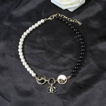 Okify Chanel black and white Tai Chi necklace 