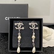 Okify Chanel double teardrop bead tassel earrings - 1