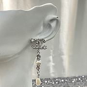 Okify Chanel double teardrop bead tassel earrings - 2