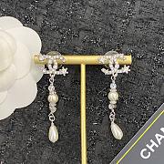 Okify Chanel double teardrop bead tassel earrings - 3