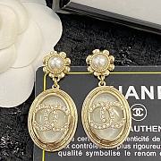 Okify Chanel Vintage Oval Glass Gemstone Earrings - 1