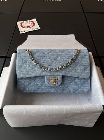 Okify Chanel 22B Denim Classic Flap CF Shoulder Bag 25.5 cm