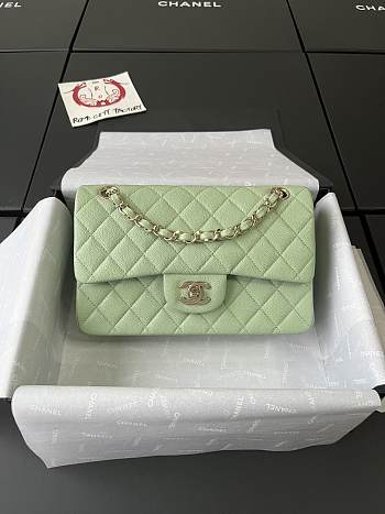 Okify Chanel Classic Flap Bag 24P Green 23cm