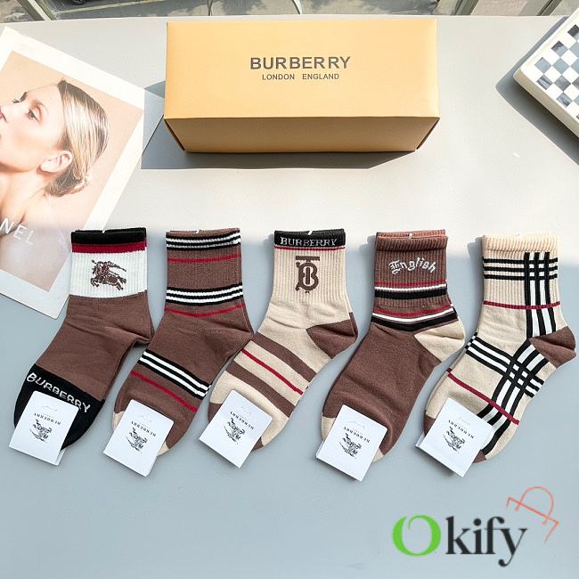 Okify Burberry set 5 mid-tube socks 17133 - 1