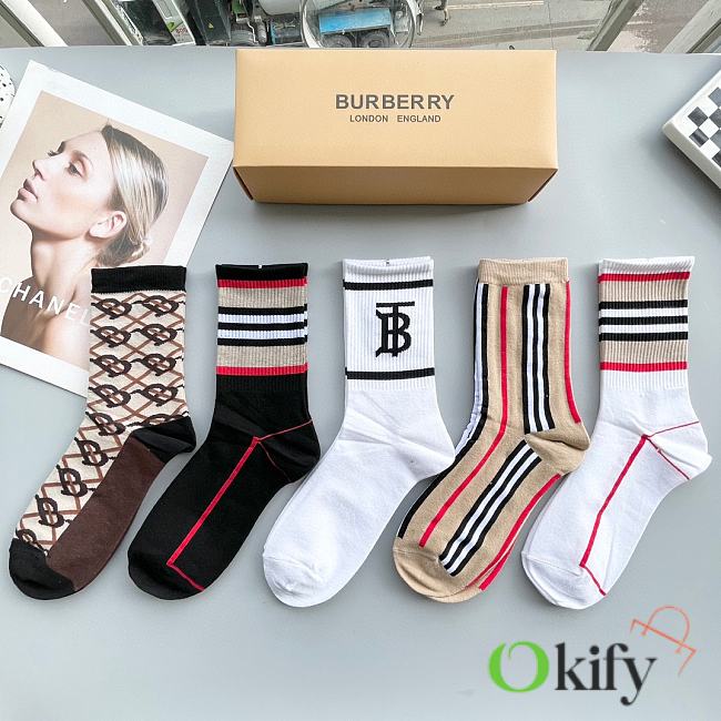 Okify Burberry set 5 mid-length socks 17135 - 1