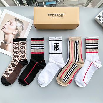 Okify Burberry set 5 mid-length socks 17135