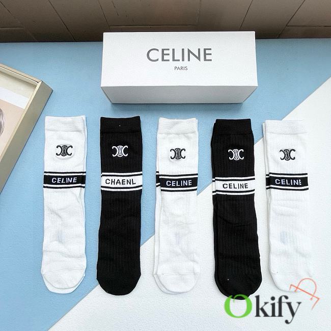 Okify Celine set 5 straight socks 17142 - 1