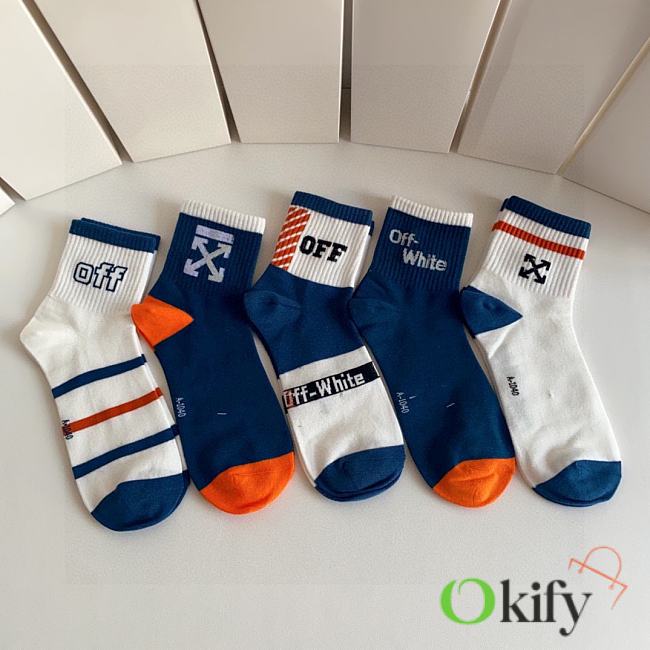 Okify Off- White set 5 mid-length stacked socks 17146 - 1