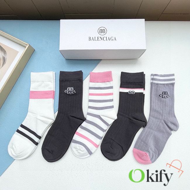 Okify Balenciaga set 5 mid-tube socks 17147 - 1