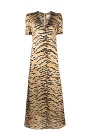 Okify Zimmermann Bow Maxi Dress in Tan and Pink Tiger - 1