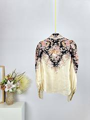 Okify Zimmermann Milk Tea Color Rococo Floral Pattern Shirt - 3