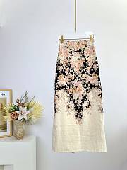 Okify Zimmermann Milk Tea Color Rococo Floral Pattern Long Skirt - 1