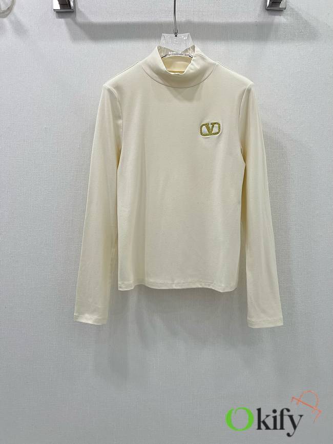 Okify 24 early autumn pure cotton bottoming shirt - White - 1