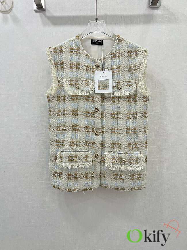 Okify Chanel Early Autumn new round neck four-pocket vest jacket - 1