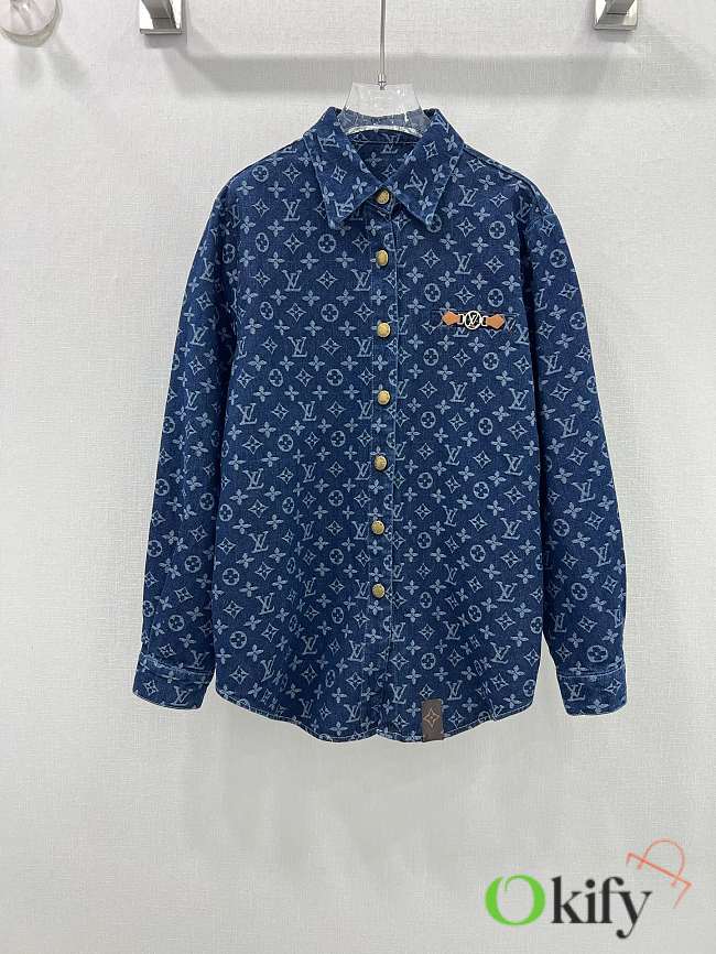 Okify Louis Vuitton denim Monogram jacquard long-sleeved shirt - 1