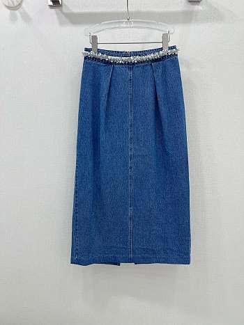 Okify Miumiu heavy beaded denim skirt