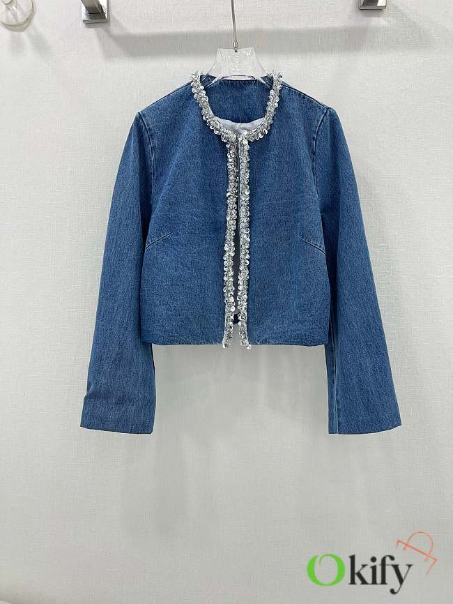 Okify Miumiu heavy beaded denim jacket - 1