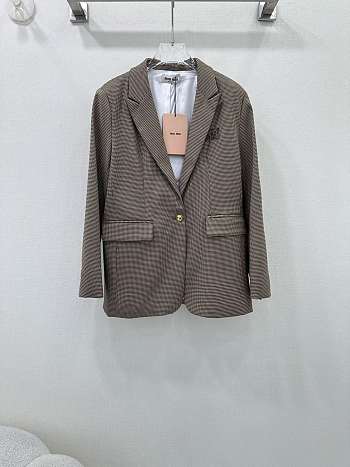 Okify Miumiu houndstooth long suit jacket 