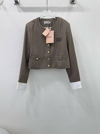 Okify Miumiu houndstooth short suit jacket 