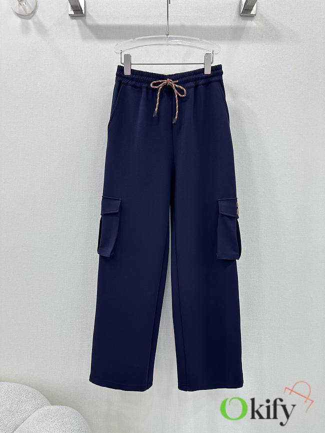 Okify Miumiu elastic waist overalls - Dark Blue - 1