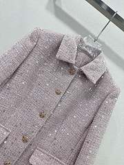 Okify Chanel sequined tweed braided jacket-Pink - 3