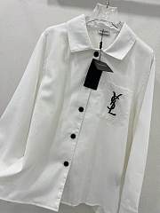 Okify YSL Pocket YSL Embroidered Shirt-White - 2