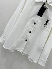 Okify YSL Pocket YSL Embroidered Shirt-White - 3