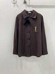 Okify YSL Pocket YSL Embroidered Shirt-Brown - 1