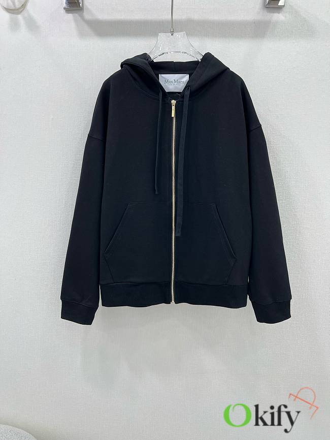 Okify Maxmara hooded sweater jacket - Black - 1