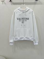 Okify Valentino three-dimensional flower beaded letter logo sweater hoodie - White - 1