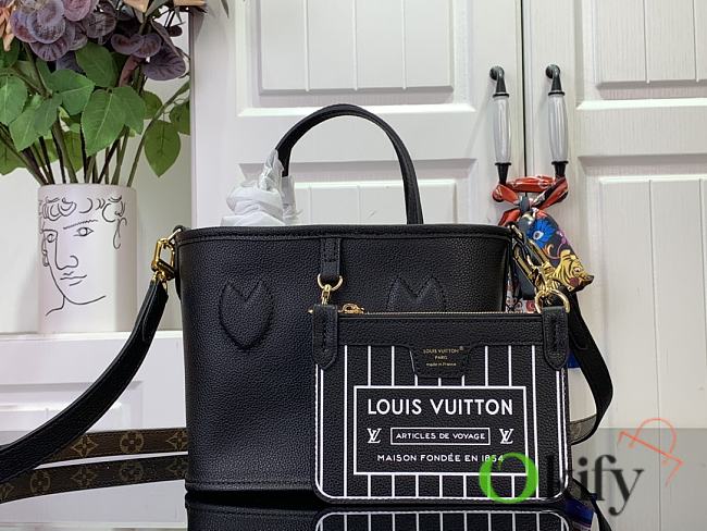 Okify Louis Vuitton Neverfull Bandoulière Inside Out BB Handbag - Black 24 x 14 x 9 cm M12099 - 1