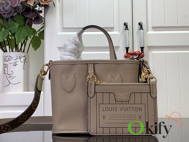 Okify Louis Vuitton Neverfull Bandoulière Inside Out BB Handbag - Light Grey 24 x 14 x 9 cm M12099 - 1