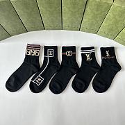 Okify Louis Vuitton Set 5 classic mid-length stacked socks 17258 - 1