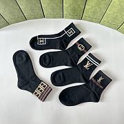 Okify Louis Vuitton Set 5 classic mid-length stacked socks 17258 - 4